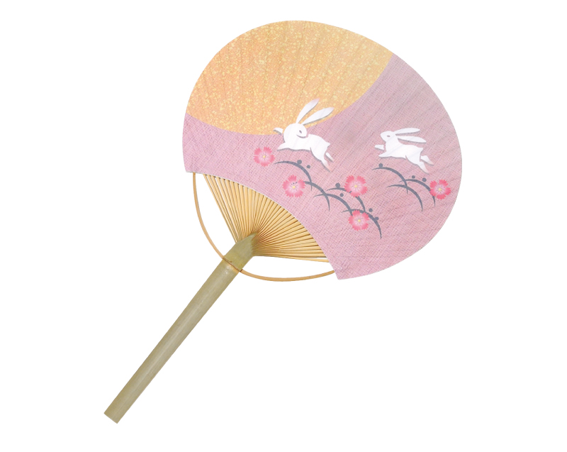【新企画】SI-38(US21-7) 月うさぎ 平竹うちわ【名入れ 無印50本から】