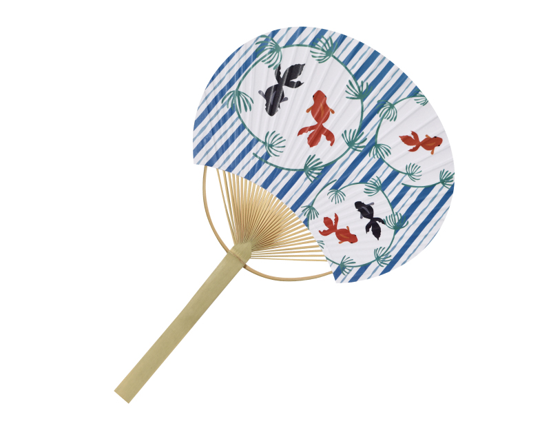 【新企画】SI-46(US21-31) 丸藻金魚 平竹うちわ【名入れ 無印50本から】