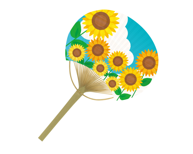 【新企画】SI-49(US21-56) 青空ひまわり 平竹うちわ【名入れ 無印50本から】