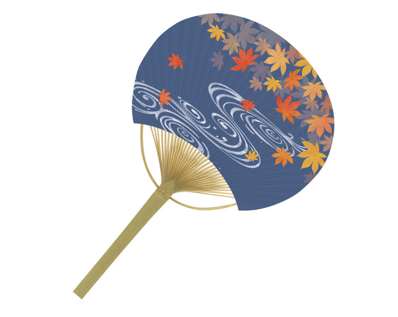 【新企画】SI-51(US21-58) 流水もみじ 平竹うちわ【名入れ 無印50本から】