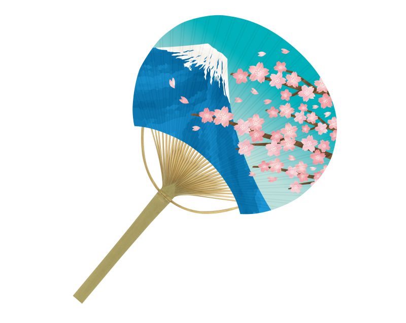 【新企画】SI-53(US21-60) 富士に桜 平竹うちわ【名入れ 無印50本から】