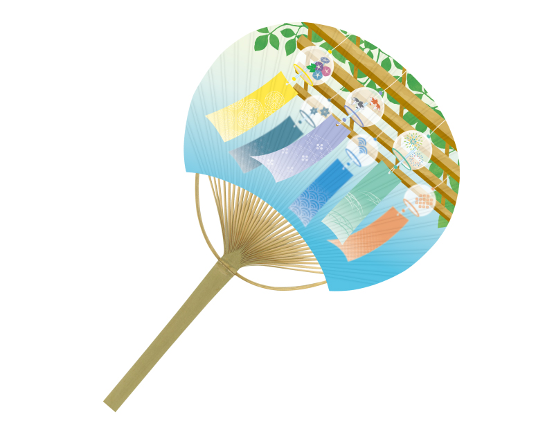 【新企画】SI-54(US21-61) 風鈴棚 平竹うちわ【名入れ 無印50本から】