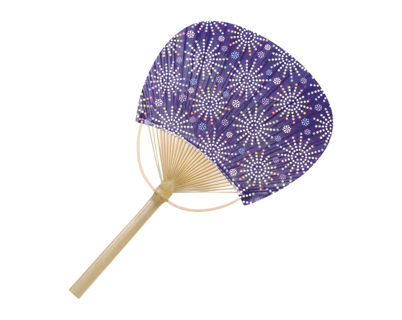 【新企画】SI-58(US22-7) 花火小紋 平竹小型うちわ【名入れ 無印50本から】