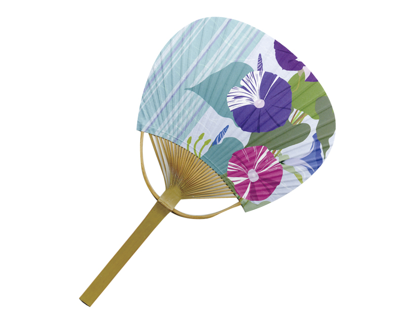 【新企画】SI-67(US22-27) 絞り朝顔 平竹小型うちわ【名入れ 無印50本から】