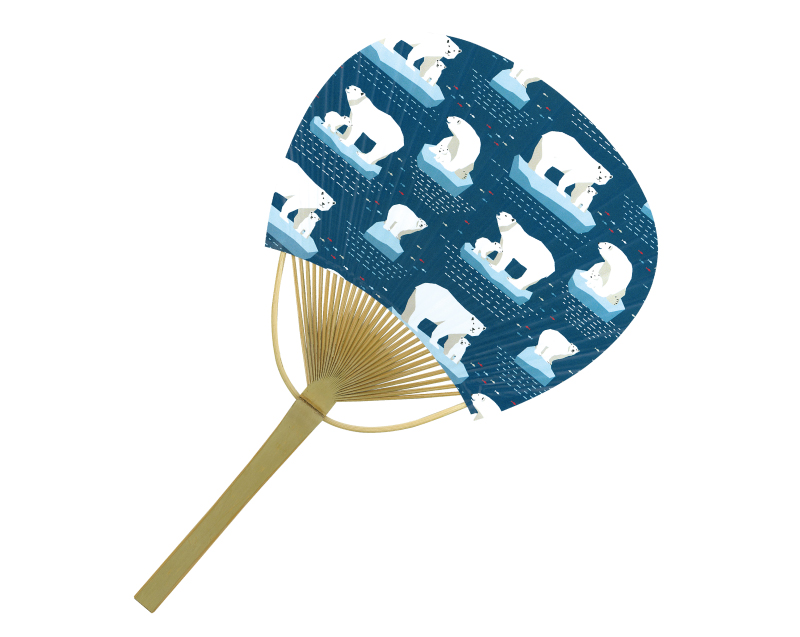 【新企画】SI-71(US22-42) シロクマ親子 平竹小型うちわ【名入れ 無印50本から】