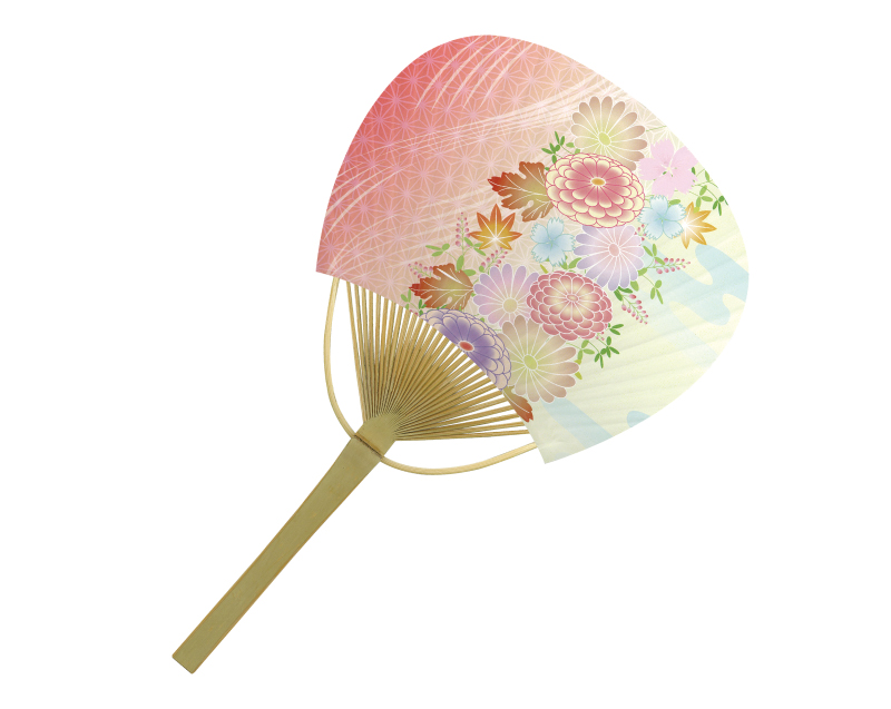 【新企画】SI-74(US22-52) 菊ぼかし 平竹小型うちわ【名入れ 無印50本から】