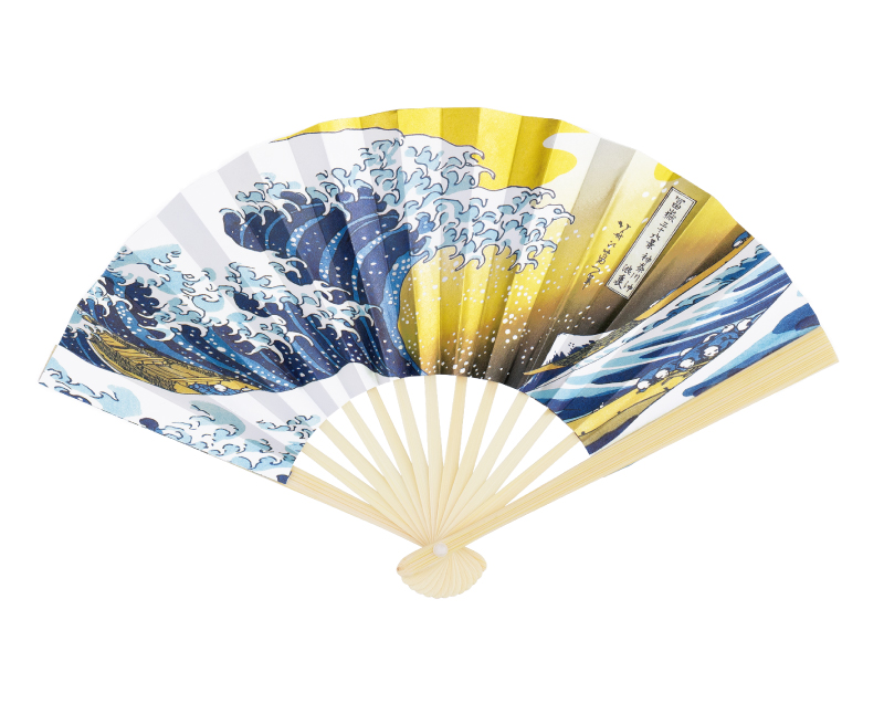 FU-5216 北斎・浪裏 ミニ飾り扇子 海外向け【ミニ扇子 小売販売 親骨名入れ可能】