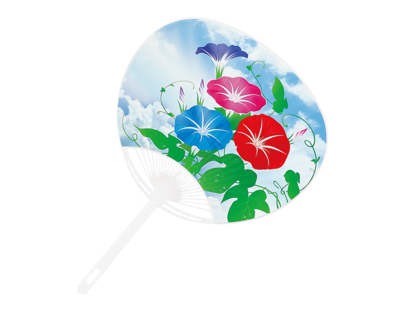 FU-3001 朝顔 ポリうちわ平柄【名入れ 無印50本から】