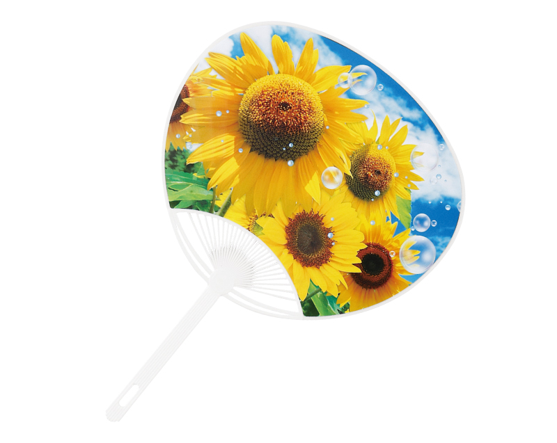 FU-3004 ひまわり ポリうちわ平柄【名入れ 無印50本から】