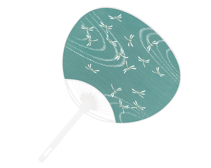 FU-3007 トンボもよう ポリうちわ黒骨平柄【名入れ 無印50本から】