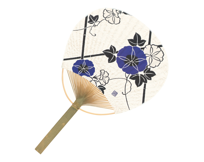 FU-3050 ゆたか地 朝顔 唐月竹うちわ平柄【名入れ 無印50本から】