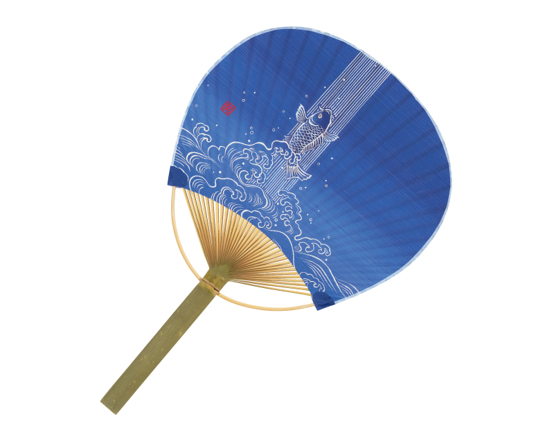 FU-3056 色地 鯉 唐月竹うちわ平柄【名入れ 無印50本から】