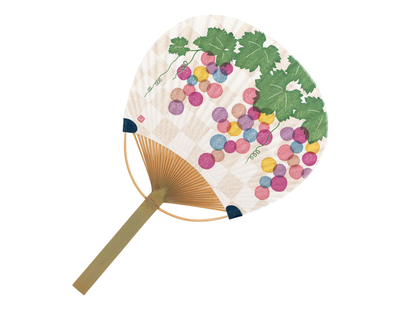 FU-3062 ぶどう 唐月竹うちわ平柄【名入れ 無印50本から】
