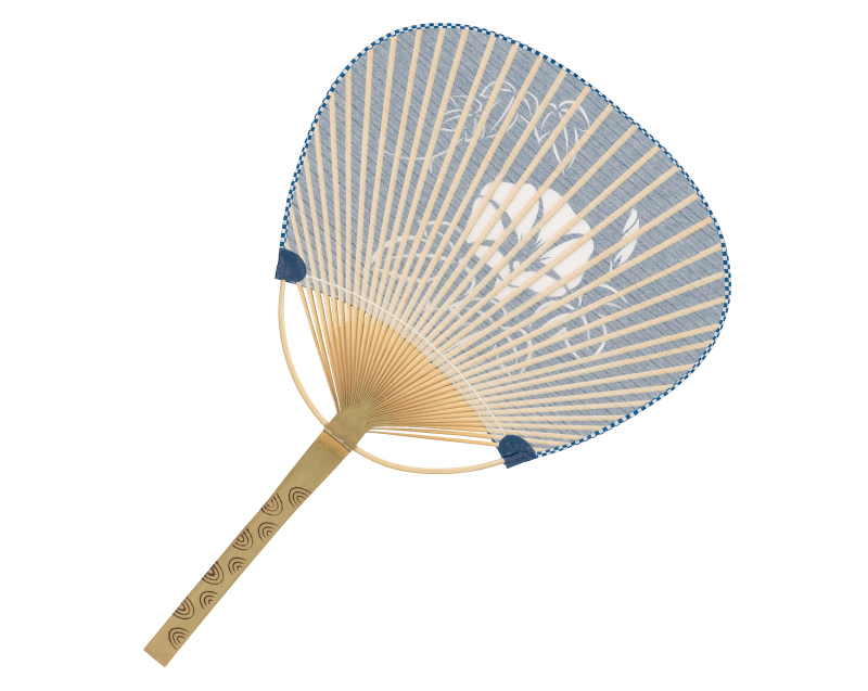 FU-3031 すだれ貼 朝顔 中万月竹うちわ平柄【名入れ 無印50本から】