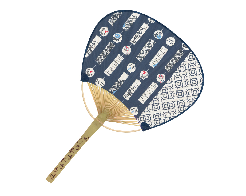 FU-3037 風鈴 中万月竹うちわ平柄【名入れ 無印50本から】