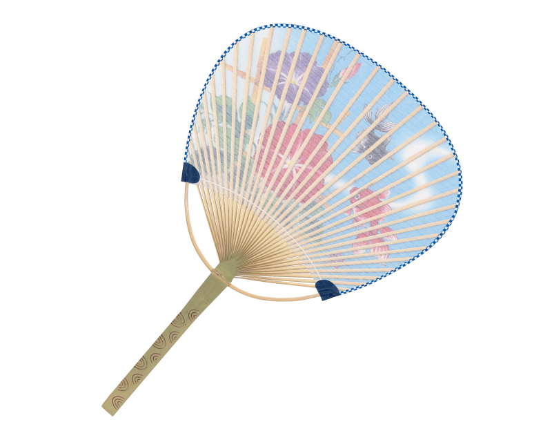 FU-3038 すだれ貼 金魚 中万月竹うちわ平柄【名入れ 無印50本から】