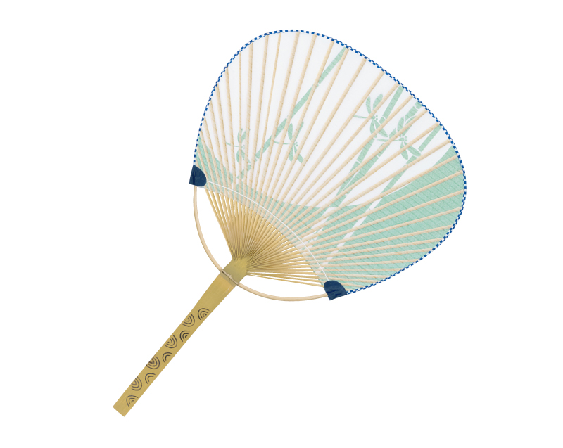 FU-3039 すだれ貼 トンボ 中万月竹うちわ平柄【名入れ 無印50本から】