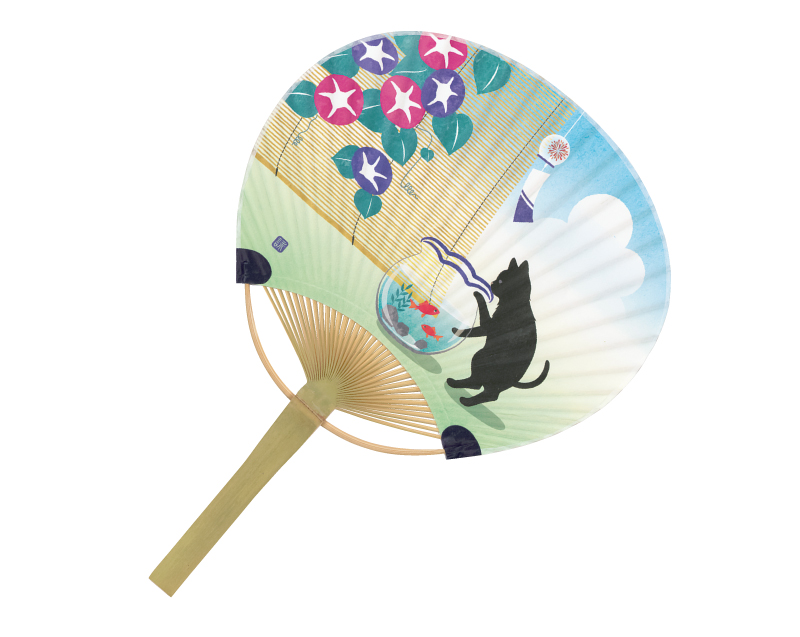 FU-3071 夏の日 小丸竹うちわ平柄【名入れ 無印50本から】