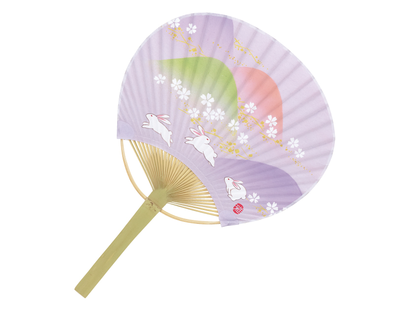 FU-3072 うさぎ 小丸竹うちわ平柄【名入れ 無印50本から】