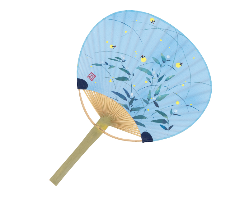 FU-3073 ホタル 小丸竹うちわ平柄【名入れ 無印50本から】