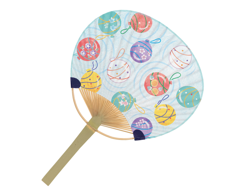 FU-3078 水風船 小丸竹うちわ平柄【名入れ 無印50本から】