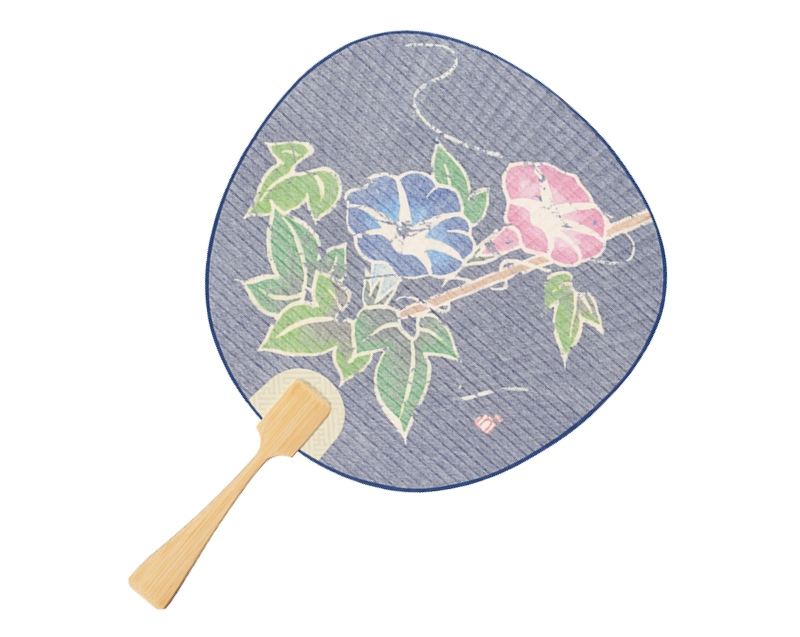 FU-121 すだれ貼 ローケツ 朝顔都うちわ竹差し柄【無印 小売5本から】