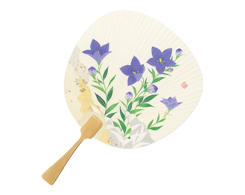 FU-123 桔梗  都うちわ竹差し柄【無印 小売5本から】