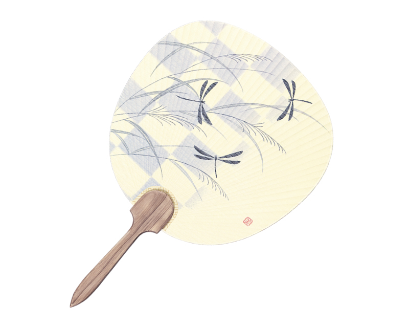 FU-201 すだれ貼 市松トンボ 都うちわ竹差し杉柄【無印 小売5本から】