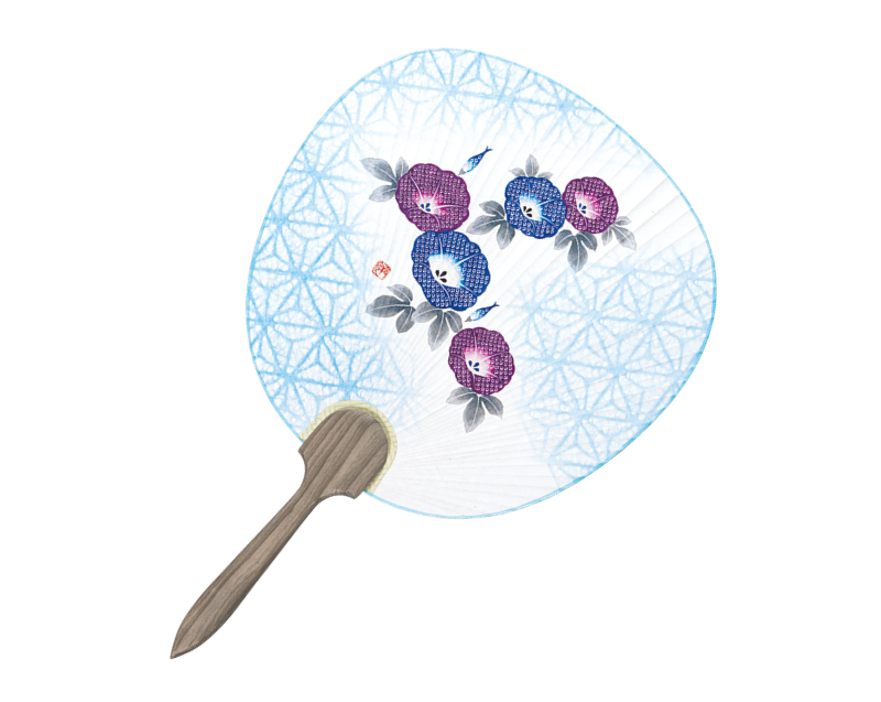 FU-204 ゆかた地 朝顔うちわ杉差し柄【無印 小売5本から】