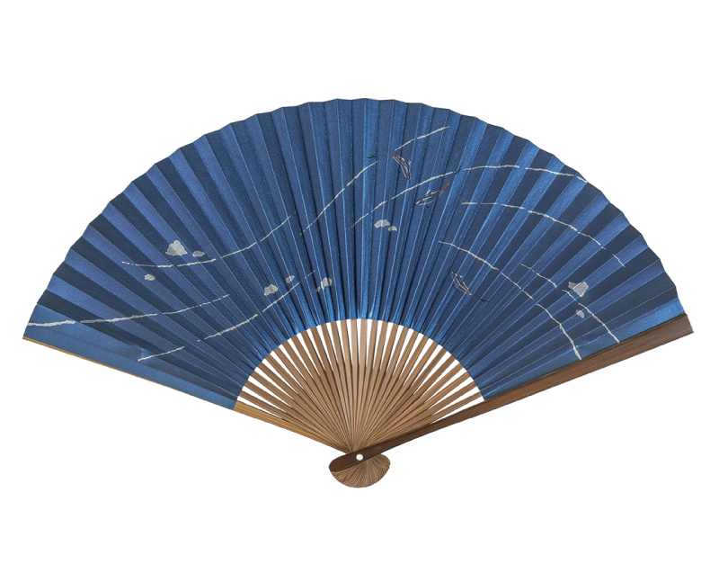 FU-535 唐木 紺パール地 鮎 京扇子 紳士・メンズ用【扇子 名入れ 無印30本から】
