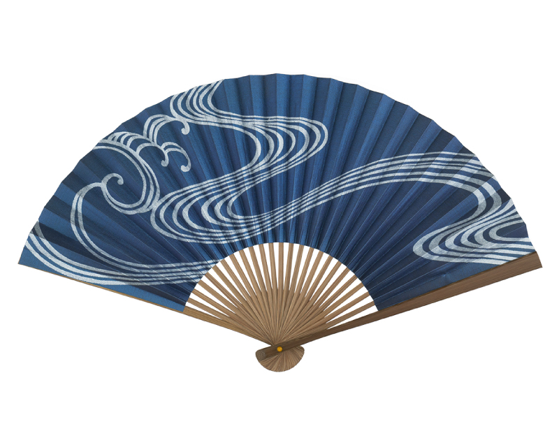 FU-583 漆喰京扇子 青波 紳士・メンズ用【扇子・桐箱レーザー名入れ 1本から・無印小売販売も】