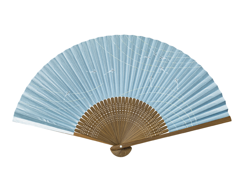 FU-503 唐木中彫 パール地 目高 絵付扇子【扇子 名入れ 無印30本から】