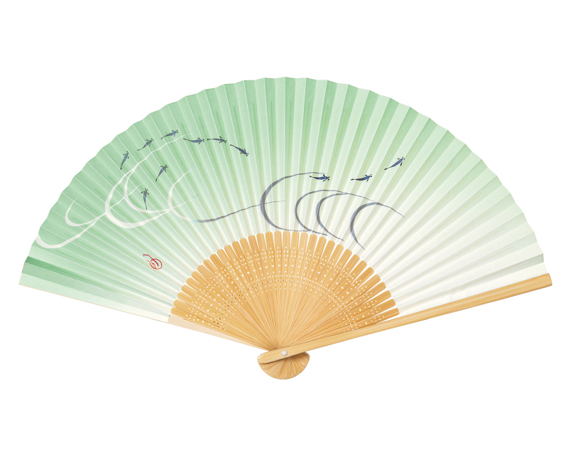 FU-5706 白竹中彫 目高 紙扇子 紳士・メンズ用【扇子・桐箱レーザー名入れ 5本から・無印小売販売も】