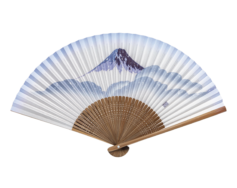 FU-5714 唐木中彫 富士 紙扇子 紳士・メンズ用【扇子・桐箱レーザー名入れ 5本から・無印小売販売も】