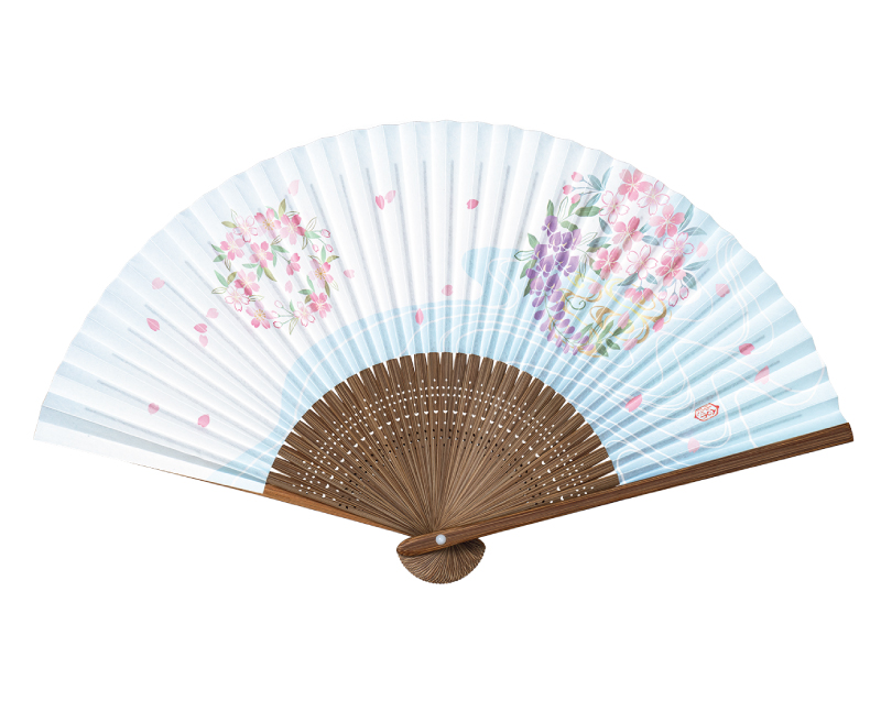FU-5735 唐木中彫 花ゆら 紙扇子 婦人・レディース用【扇子 名入れ 無印30本から】
