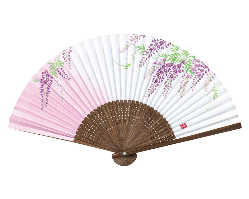 FU-5736 唐木中彫 藤 紙扇子 婦人・レディース用【扇子・桐箱レーザー名入れ 5本から・無印小売販売も】