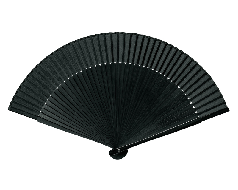 FU-5836 親黒塗 中黒染(黒) 布貼扇子 男女兼用【扇子 名入れ 無印30本から】-1