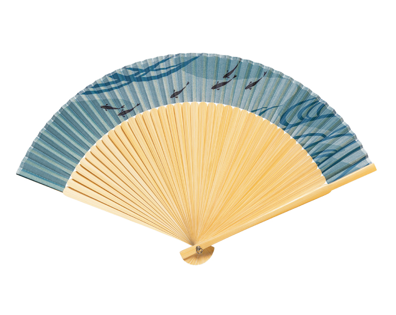 【新企画】FU-5880 白竹 大短地 鮎 大短地布扇子 紳士・メンズ用【扇子 名入れ 無印30本から】