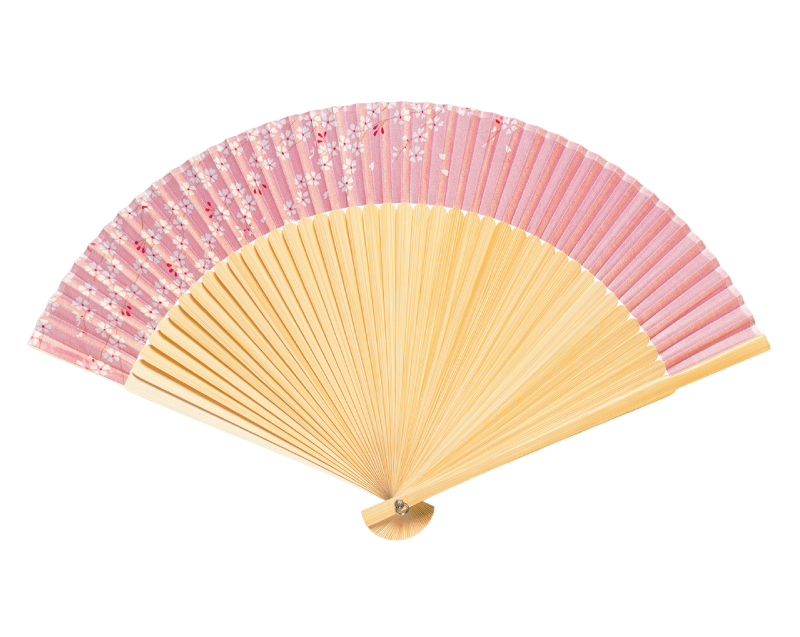【新企画】FU-5885 白竹 大短地 桜 大短地布扇子 婦人・レディース用【扇子 名入れ 無印30本から】