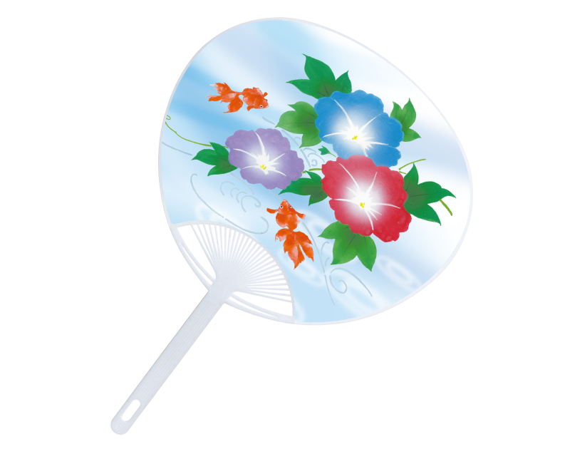 NK-161 朝顔金魚ポリうちわコンパクト平柄【名入れ 無印50本から】