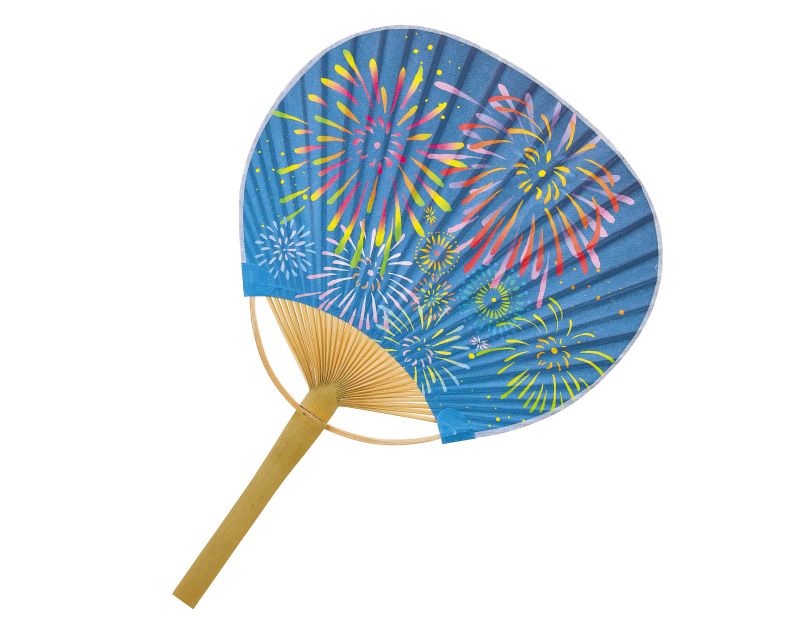 【新企画】NK-29 花火(夜空) 小丸型竹うちわ平柄【名入れ 無印50本から】