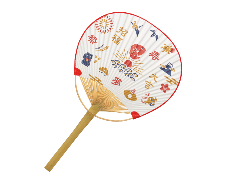 【新企画】NK-52 縁起物 丸型うちわ平柄【名入れ 無印50本から】