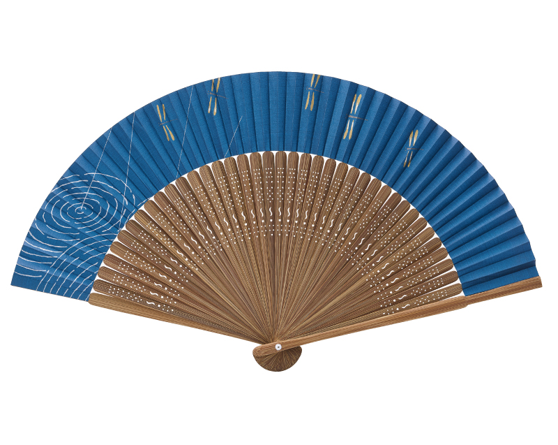 【新企画】NK-212 大短地 蜻蛉(紺) 唐木扇子 紳士・メンズ用【扇子 名入れ 無印30本から】