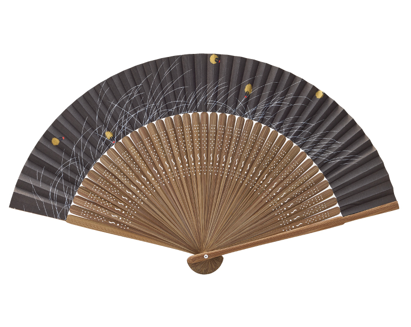 【新企画】NK-214 大短地 蛍(黒) 唐木扇子 紳士・メンズ用【扇子 名入れ 無印30本から】