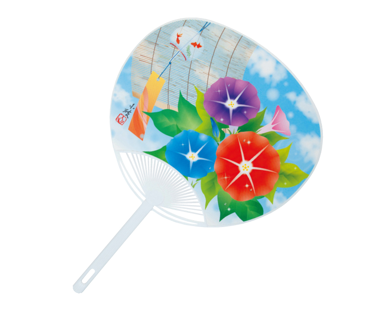 KG-1 朝顔風鈴 ポリうちわ平柄【名入れ 無印50本から】