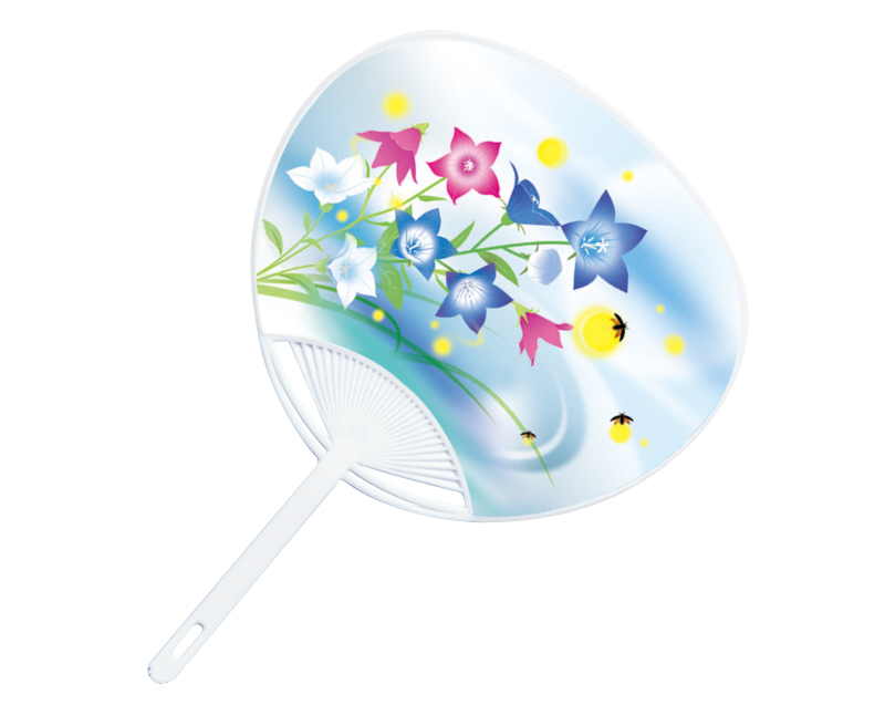 KG-3 桔梗(B) ポリうちわ平柄【名入れ 無印50本から】