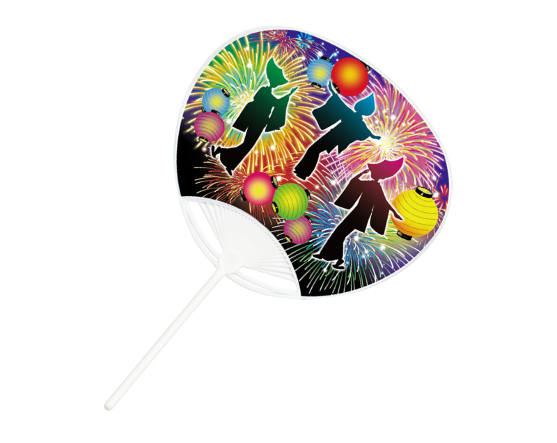 KG-14 踊り ポリうちわ丸柄【名入れ 無印50本から】