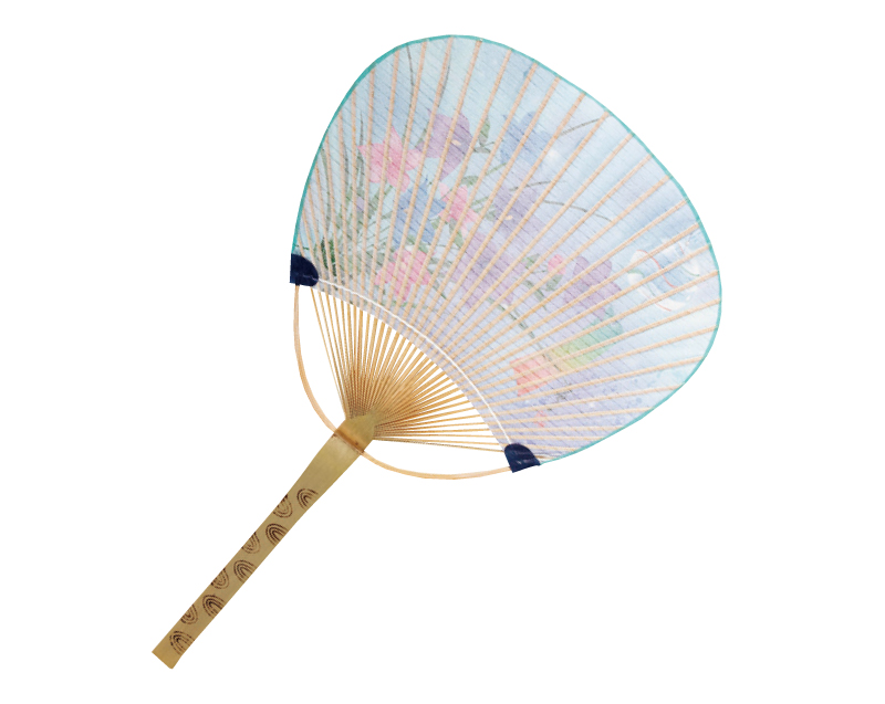 KG-102 スダレ/桔梗 中万月 竹うちわ【名入れ 無印50本から】