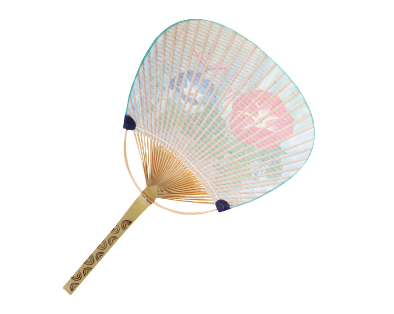 KG-105 スダレ/朝顔 中万月 竹うちわ【名入れ 無印50本から】