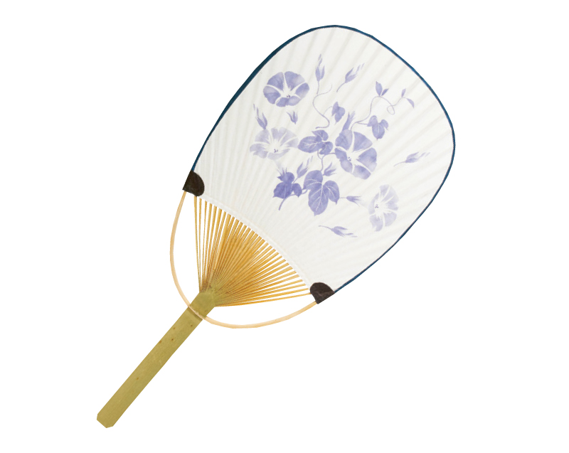 KG-135 蔓朝顔 小判竹うちわ【名入れ 無印50本から】